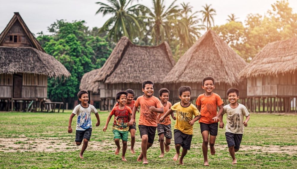 Anak-anak bermain di halaman rumah (foto contoh)