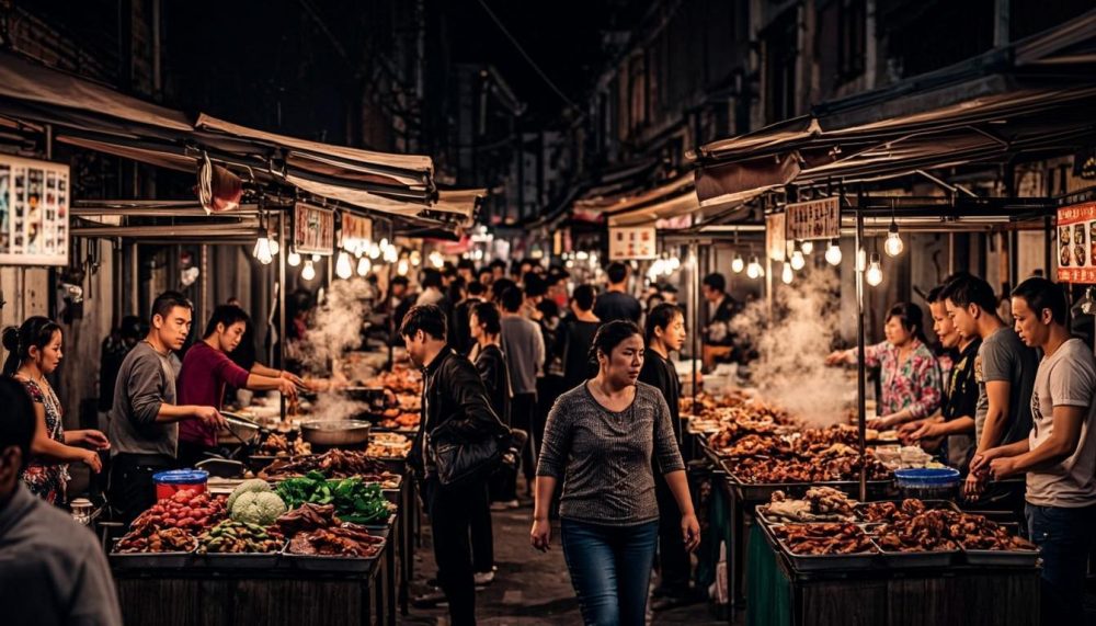 Suasana pasar malam desa (foto contoh)