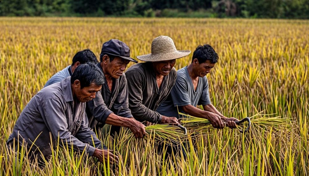 Panen padi bersama petani (foto contoh)